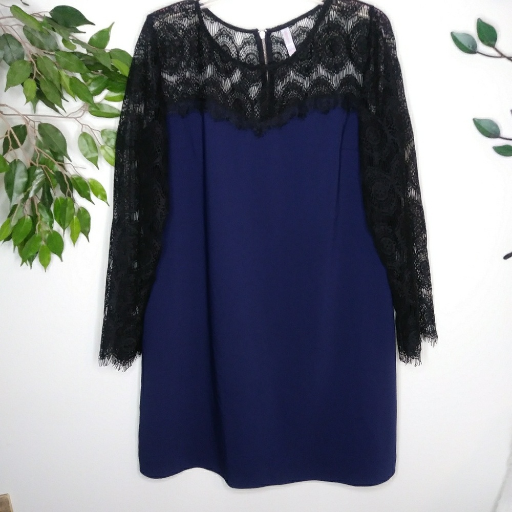 XHILARATION Black and Royal Blue Lace Mini Dress  Size XXL